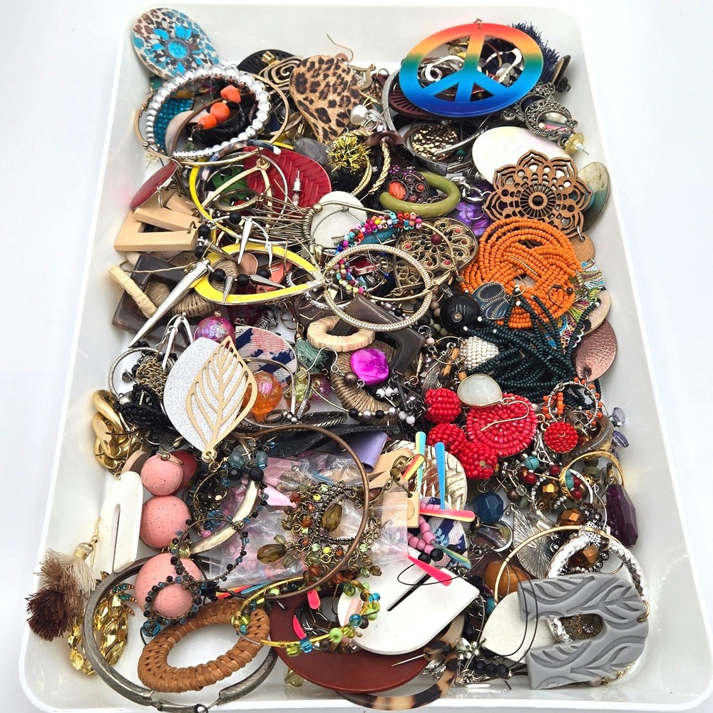 Bulk Single Fashion Earring Lot Statement Hoops Beaded Tassel Geometric Mixed